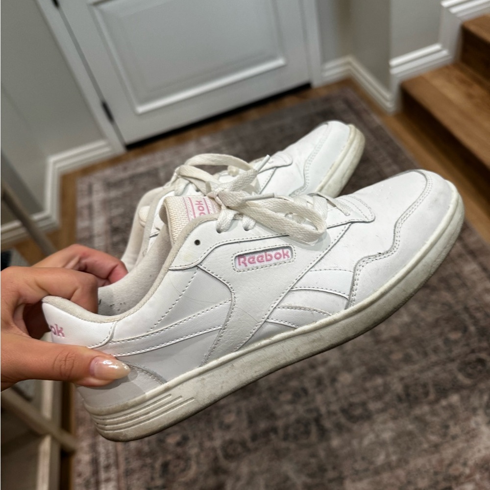 Reebok Classic White and Pink Sneakers